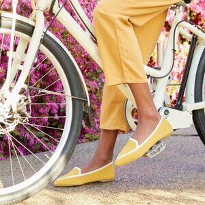 Birdies The Blackbird Knit Slip On Pointed Toe Flats, Mustard Yellow, Size 12